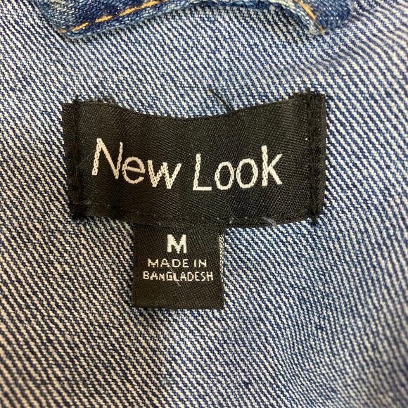 Floral embroidered Jean jacket vest, ladies medium button front frayed denim - Picture 5 of 8